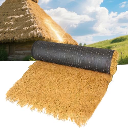 ZHWFDC Künstliches Strohschuppendach, Strohdach Im Tropischen Stil, Geeignet Für Die Dekoration Von Gartenzäunen, Tiki-bar-schuppendekorationen(Size:0.5 * 1m（1.64 * 3.3ft）,Color:Hellgelb)