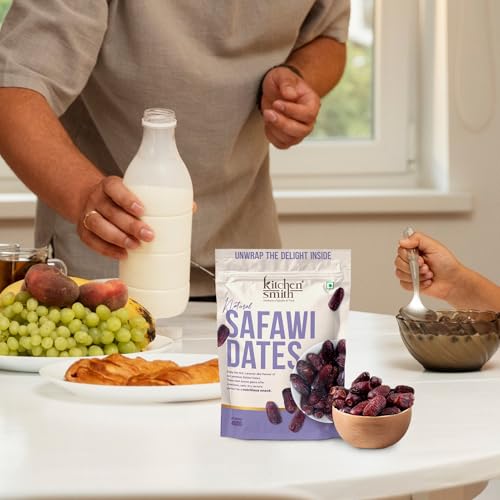 Image of KitchenSmith Safawi Fresh Dates - Pack of 2 (400gm Each) | No Preservatives & Added Sugar | High Fibre | Energy Health Snacks | Premium Khajoor