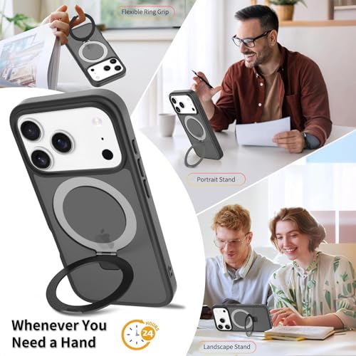 Image of Magnetic for iPhone 17 Pro Case, 6.3 inch, Compatible with MagSafe, Rugged Kickstand, Not-Yellowing Military-Grade Protection, Matte Black