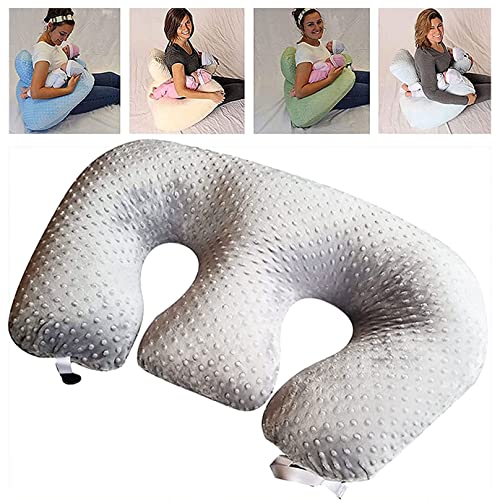 REOTEL Schwangerschaft Kissen Twin E Kissen, Stillen Kissen für Schwangere Frauen, Maschine waschbar Baumwolle Stoff Twin Support Pillow, große & Plump Stillen Kissen,Grau