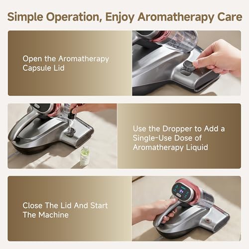 Image of uwant 20Kpa Powerful Mattress Vacuum 700W Motor Bed Vacuum Set of 1 | Triple Hot Bed Vacuum, 60000RPM Tap, Aroma Care, UV-C Light and Ultrasonic, 20.3 oz Dust Cup, Mattress Vacuum for Bed, Sofa