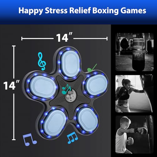 Smart Music Boxing Machine for Adults and Kids, Training Machine with LED Electronic Wall Mounted, Home Indoor Workout Equipment with Premium Boxing Gloves - Image 4