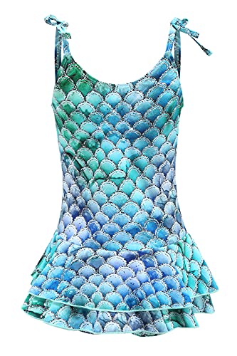 Image of Girls Leopard Swimsuits Hawaiian Ruffle One Piece Bathing Suit Skirted Swimwear for Kids 3-16 Years