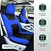 FH Group Full Set Cloth Car Seat Covers , Universal Fit Combo Set with Steering Wheel Cover and Seat Belt Pad for Cars, SUVs and Trucks, Blue