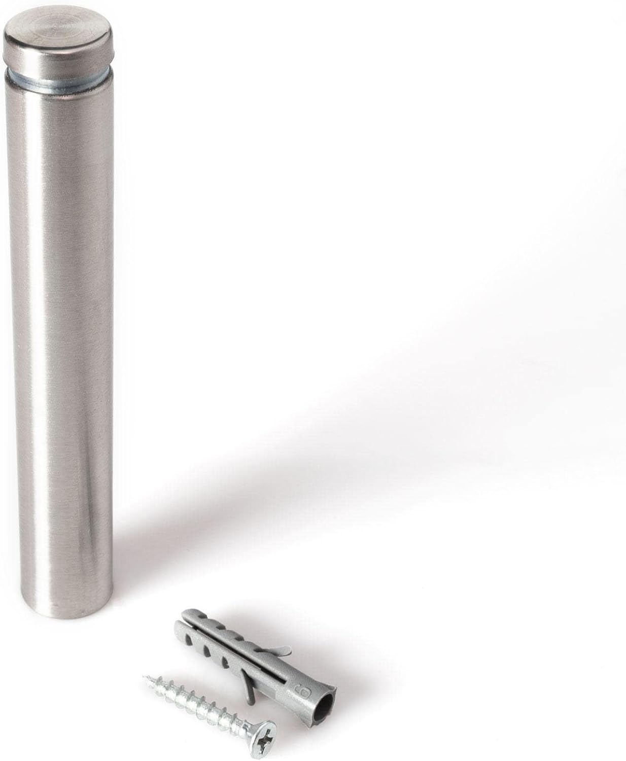 Stainless Steel Standoff 5/8 Inch Diameter x 4 Inch Barrel Length Brushed Finish for PVC, Glass and Acrylic Sign Stand Off Wall Anchors and Screws 20 Piece Store/Restaurant Pack