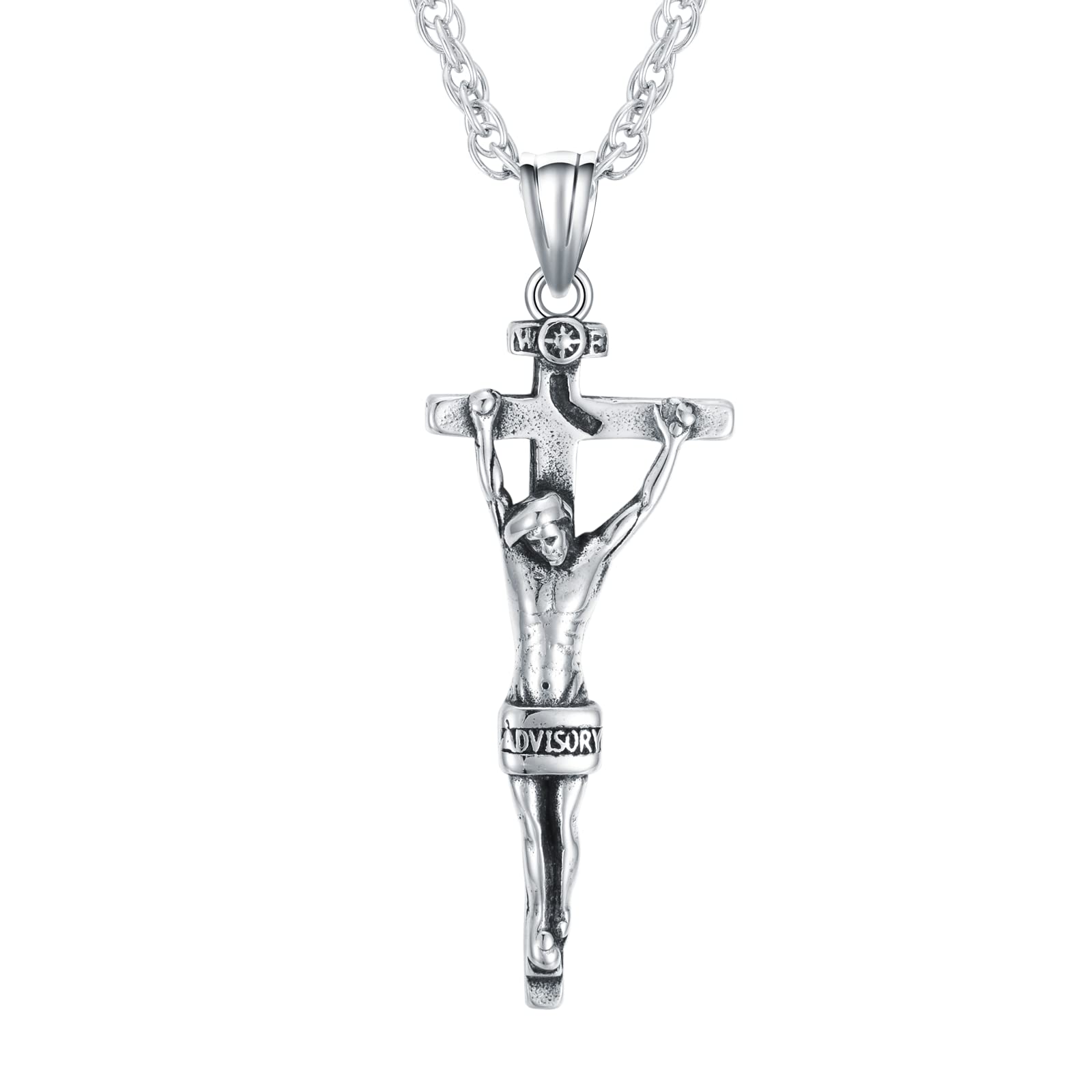 Christmas Gift for Men, Cross Necklace for Men Women Stainless Steel Gothic Cross/Crucifix Pendant Necklace Punk Hip Pop Religious Jewelry for Him Brother Father