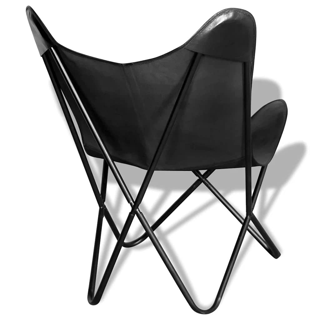 vidaXL Silla Butterfly de Cuero auténtico marrón