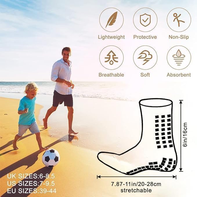 GOPINATH ENTERPRISE Athletic grip Socks for Men & Women - | Crew Length, Anti-Slip Rubber Grip socks for footballers, Thick Cushion Sports Socks for Running, Gym, Training 1