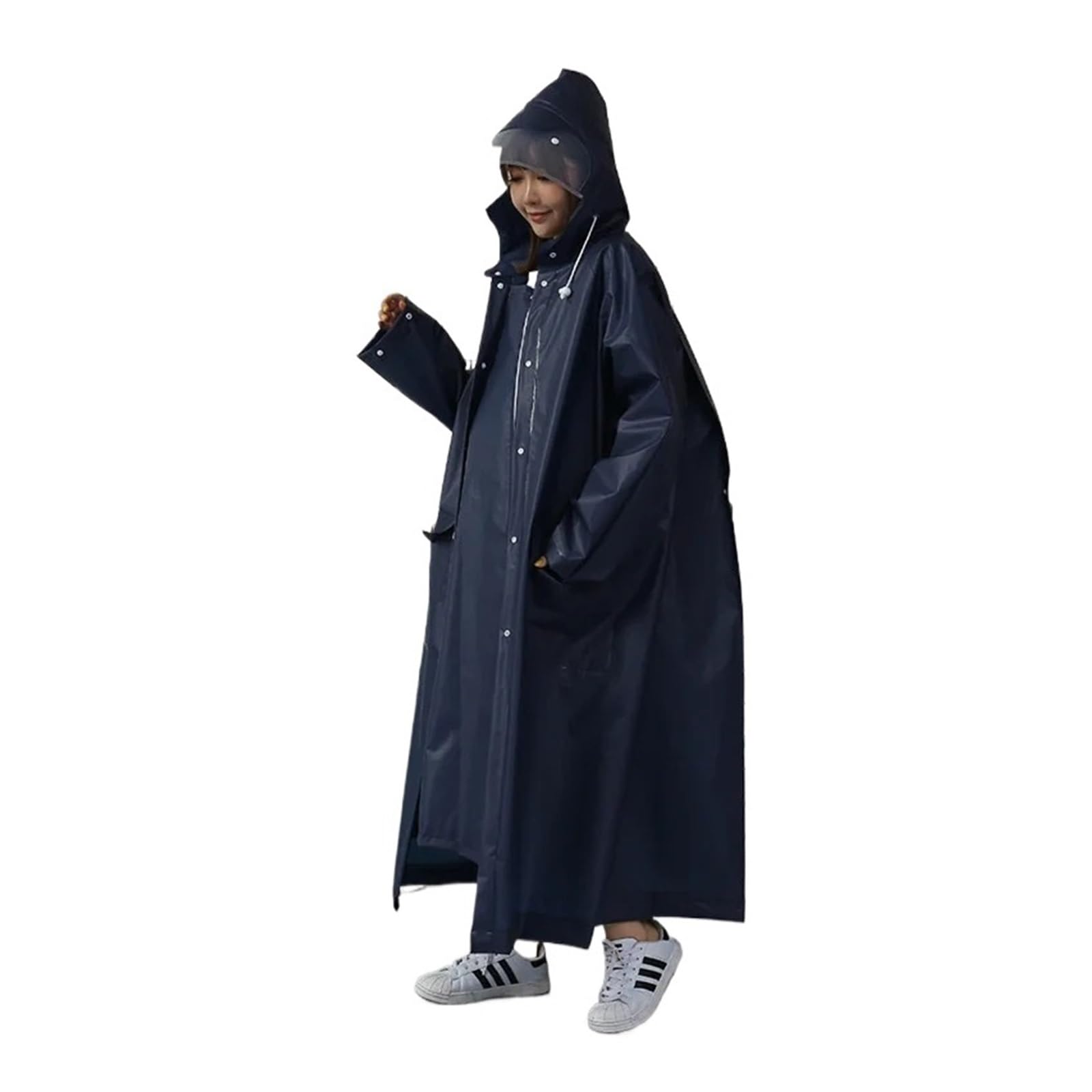 Poncho Antipioggia Impermeabile lungo tutto in uno con poncho impermeabile a doppia tesa for passeggiate, ciclismo e zaino in spalla