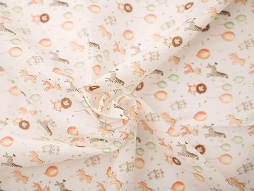 Minerva Cream Printed Polycotton Fabric for Dressmaking - 110cm Wide - per metre
