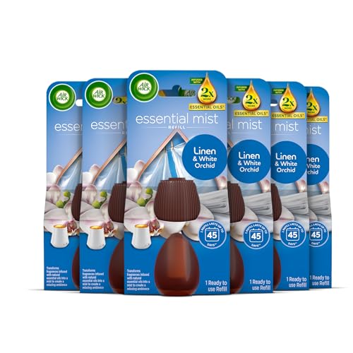 Air Wick Essential Mist Refills Linen & White Orchid Pack 6 x 20ml Natural Essential Oils Last up to 270 days Air freshener