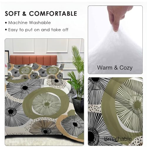 Couette géométrique vert olive abstrait en microfibre haut de gamme
