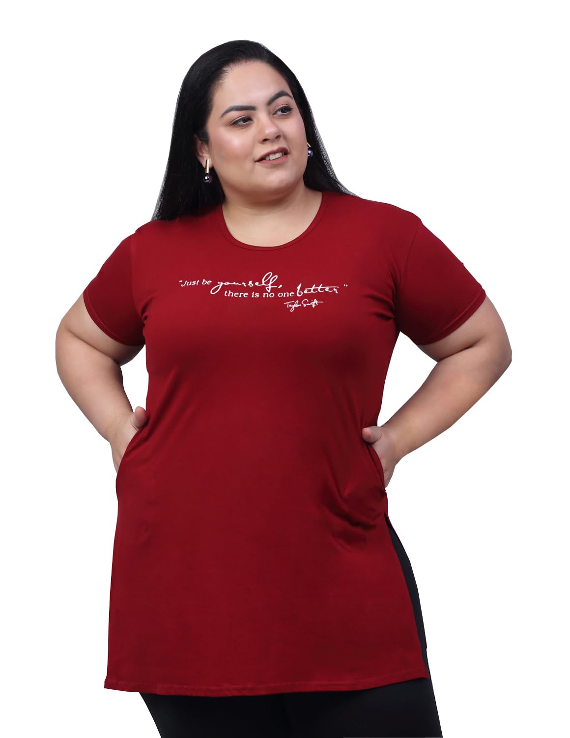 Women's Plus Size Side Slits Side Pocket Printed Tshirts-picture-45