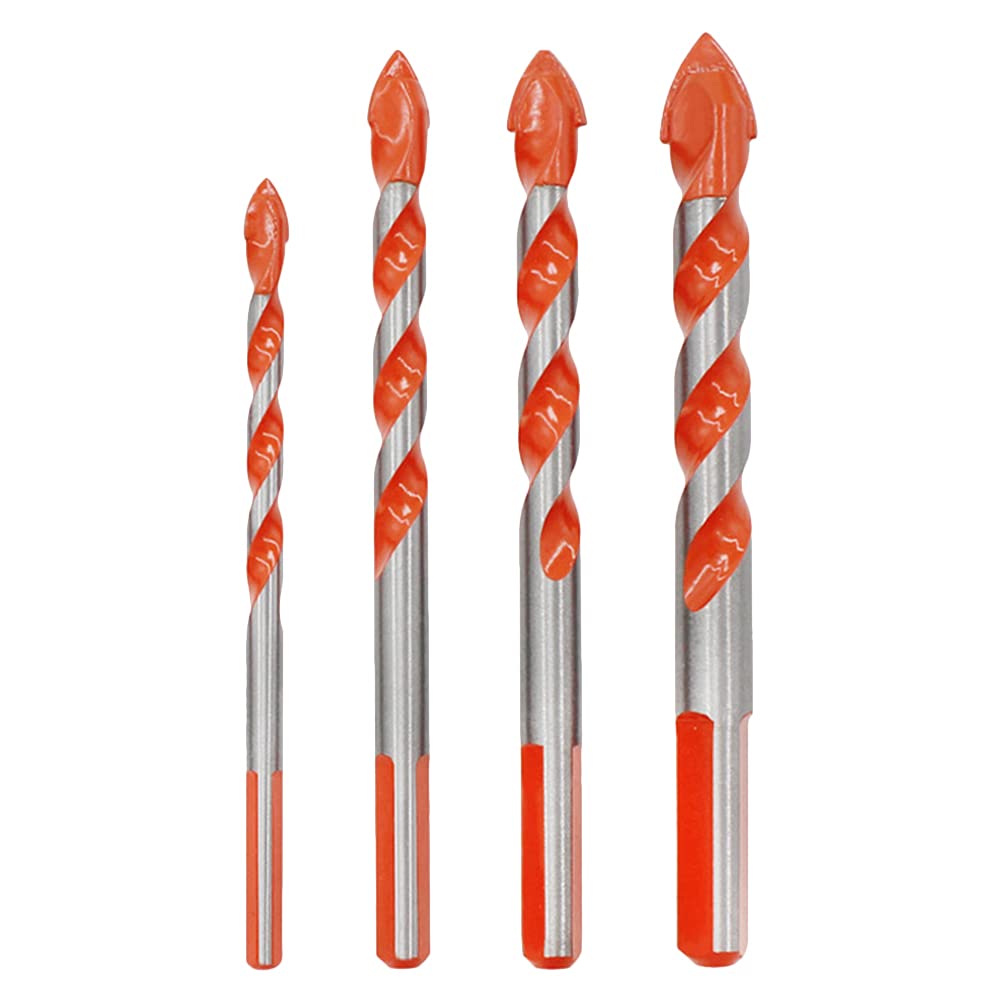 4pcs Multifunctional Tile Drill Bit Handle Drill Bit Triangle Head Glass Tile Hole Opener Carbide Tip