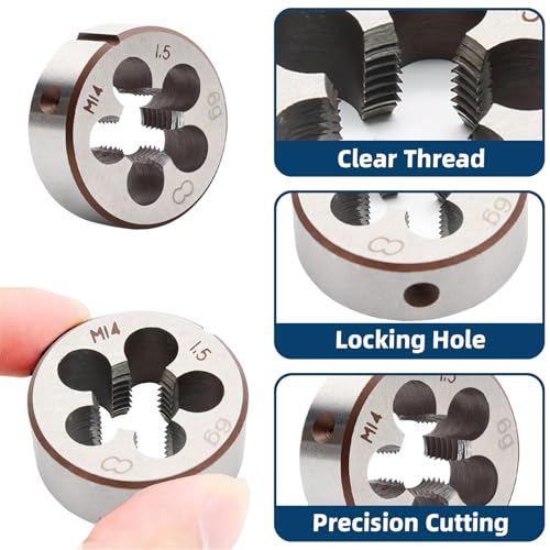 AMZSKU Gewindebohrer M14x1.5mm, Gewindebohrer und Schneideisen Set