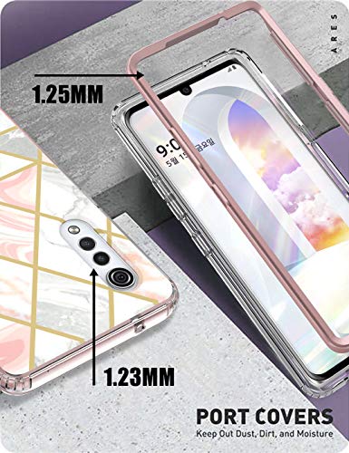 [3 Items] Jeylly For Lg Velvet Case With Screen Protector [2 Pack], Slim Stylish Marble Design Case For Women Girls, Hybrid Hard Pc Soft Tpu Shockproof Heavy Duty Sturdy Case For Lg Velvet, Rose Gold #TOP4