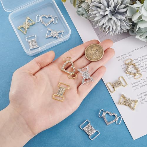 HOBBIESAY 12 Pièces 3 Styles Breloques de Lacets en Laiton pour Baskets Clips de Lacets en Argent Doré avec Strass en Cristal Boucles de Chaussures Décoratives pour Femmes Accessoires – vue 5