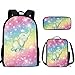 Babrukda Elephant Cute Print School Book Bag Set, Backpack Set of 3, Bookbag with Portable Lunchbox Zipper School Pencil Cases, Childrens Backpacks for School Daily Travel