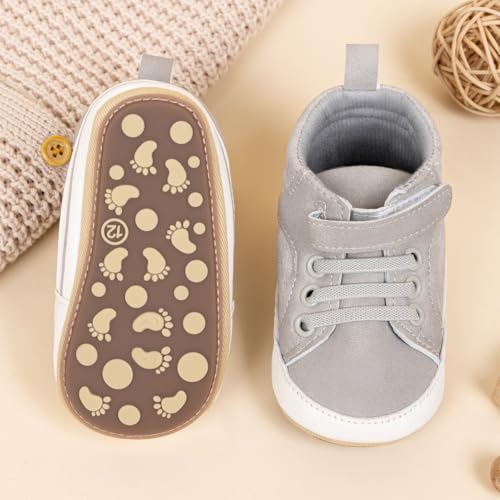 Image of CENCIRILY Baby Boys Girls High Top Sneakers Soft Soles Anti Skid Infant Ankle Shoes Toddler Prewalker First Walking Crib Shoes