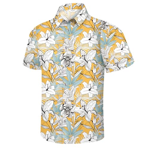 Image of Hawaiian Shirt for Men Tropical Shirts Summer Beach Button Down Short Sleeve Luau Aloha Floral Cruise Vacation Outfit 2026