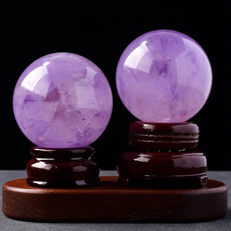 NIBHZ Bola De Amatista De Guardián Natural, Piedra Preciosa En Bruto, Regalos Artesanales Pulidos, Esfera De Piedra De Cristal De Cuarzo Púrpura, Decoración del Hogar,Púrpura,65~70mm