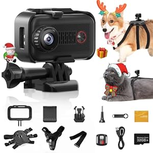2K Pet Collar Camera with 32GB SD Card,Cat Collar Camera with Phone app,20MP WiFi Dog Collar Camera,Pet Camera Accessories Newly Upgraded,Lightweight Action Camera with Remote