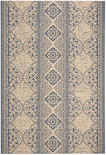 Tapete rectangular 6'7" x 9'2" azul y crema miniatura 3