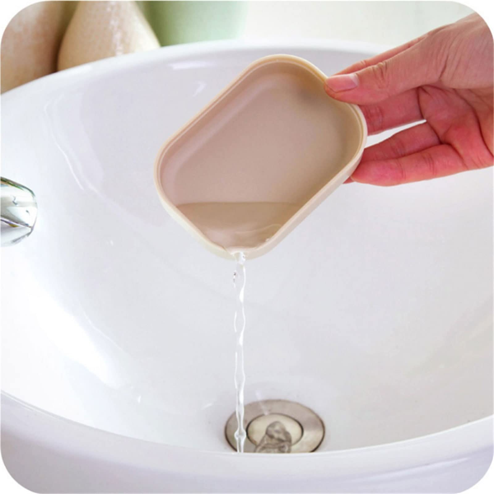 carl vinson® Bathroom Soap Dish Holder Plastic Soap Rack Storage Box for Sink and Shower | Off White 4