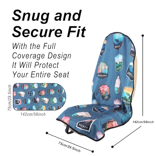 Image of Car Seat Cover Protector Front Seats,for Gym Workout,Running,Swimming,Beach and Hiking,Waterproof Sweat Towel Bucket Seat Covers for Cars SUV Trucks (National Parks, 1Pcs)
