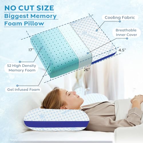 Image of AYKA Cooling Memory Foam Pillow for Neck & Shoulder Pain | Neck Orthopedic Pillow for Sleeping, Pain Relief & Spinal Alignment | Ergonomic Design | 2 Years Warranty (Set of 1)