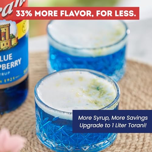 Image of Torani Blue Raspberry Syrup 1L with Pump - Snow Cones & Cocktails