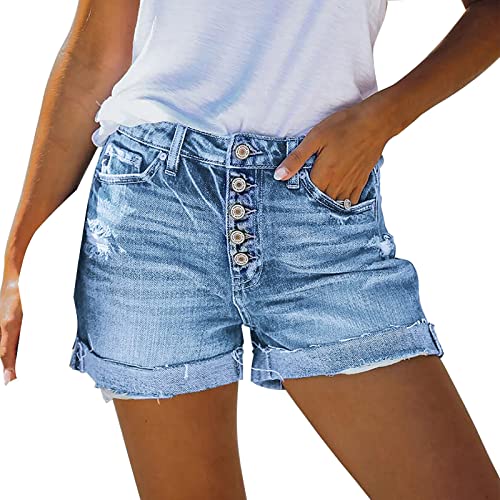 NUSGEAR 2024 Pantalones Cortos Vaquero Mujer Moda Bermudas Casual Mezclilla Pantalon Corto Elástico Chandal Bolsillo Shorts Deportivos Rotos Pantalones Cortos Jeans Shorts Denim Playa