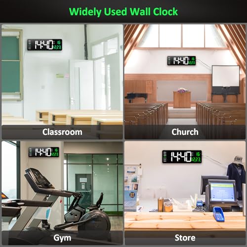 Image of Plastic Digital Wall Clock with Remote,16 Inch Large Display Digital Wall Clocks with Time Date Temp Week,Big Digit,12 /24Hr,Auto-Dimming,LED Digital Clock for Living Room,Store,Garage,Black