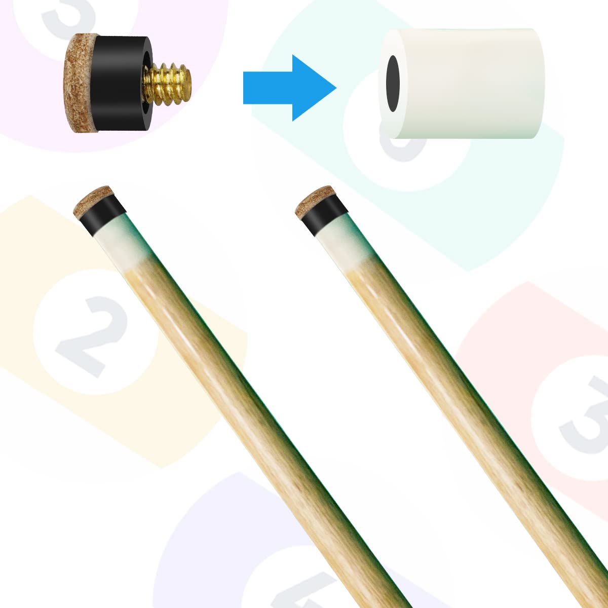 LICQIC 20 Pcs Pool Cue Tips Screw On, 10 mm Pool Queue Tips with Plastic Storage Box, for Pool Cues and Snooker Brown - Image 3