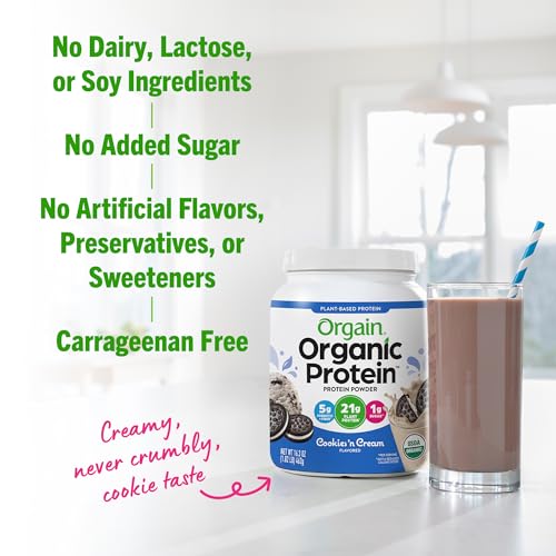 Organic Vegan Protein Powder, Cookies And Cream 21g