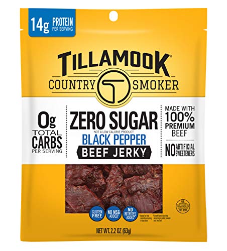 Tillamook Country Smoker Zero Sugar Black Pepper Keto Friendly Beef Jerky, 2.2 Ounce (Pack of 1)