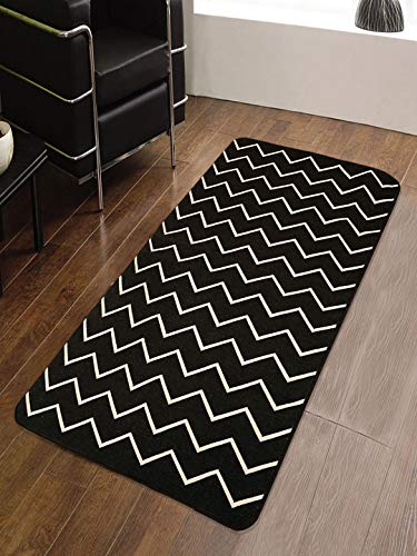Saral Home Zig-Zag Designer Soft Cotton Durable & Washable Multipurpose Runner for Home/Kitchen/Living Area/Lobby/Office with Anti Skid Backing (Black, 70 Cm X 130 Cm) (B01M0NFTD0) Amazon Price History, Amazon Price Tracker