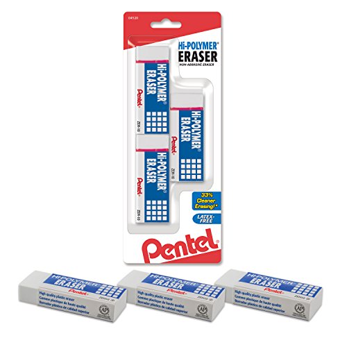 Pentel HiPolymer Block Eraser, Large, White 6 Pack