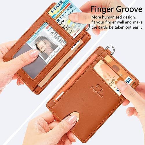 FurArt Slim Minimalist Wallet, Front Pocket Wallets, RFID Blocking, Credit Card Holder for Men & Women-Camel Vintage3