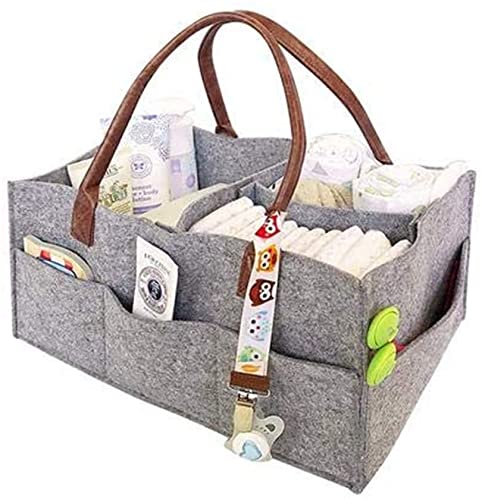 Organizador de pañales para bebé, bolsa de almacenamiento plegable de fieltro, cesta de fieltro portátil con compartimentos intercambiables, bolsa de viaje para coche, bolsa de toallitas para bebé