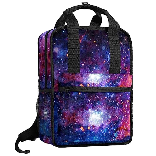 Sac à dos pour garçons motif galaxie lumineuse 35.5x26x12 cm à bretelles réglables multicolore
