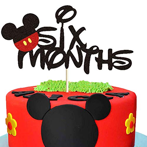 Mickey Six Months Cake Topper Mickey Mouse 1/2 Year Birthday Cake Decor 6 Months Pregnant/One Half Year Birthday Baby Shower Party Cake Supplies Decorations