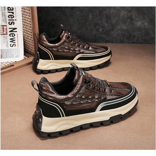 Yuizko Men's Print Cowhide Fashion Sneakers with Elastic Band,Casual Soft Lace up Non-Slip Comfortable Walking Driving Shoes4