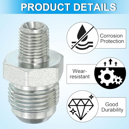 Image of PATIKIL Pipe Adapter Connector 7 /8 inch Male 74 Flare JIC x 1 /4 inch Male R Pipe Fitting Oil Feed Restrictor Fitting Hydraulic Connector for Oil Steam Water Pipelines System