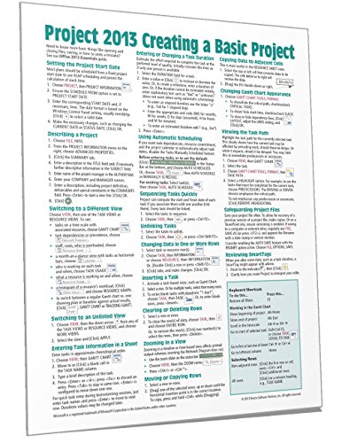 Microsoft Project 2013 Quick Reference Guide: Creating A Basic Project (Cheat Sheet Of Instructions, Tips & Shortcuts - Laminated Card) #TOP9