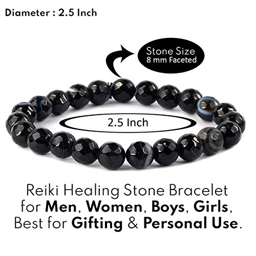 Image of Reiki Crystal Products Certified Natural Crystal Stone 8 mm Diamond Cut /Faceted Beads Bracelet for Men & Women | Reiki Charged Gemstone Bracelet | Multiple Crystal Variants Available