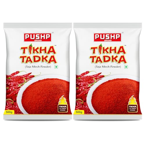 Image of Pushp Spicy Red Chilli Powder 500g | Pack of 2 |Tikha Tadka Lal Mirchi Powder | Premium Quality | Rich Color | Strong Aroma | Perfect for Indian Dishes |