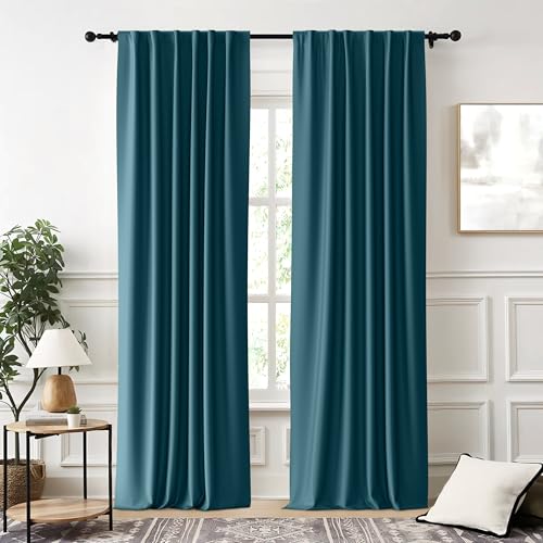 Image of THE LINEN COMPANY Back Loop Premium Curtain 10 Feet, Blackout Thermal Window & Door Curtain, Navy Blue