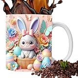 Générique Kaffeebecher – Osterbecher Hase mit Ei, buntes Geschirr | für Erwachsene Kinder Büro...