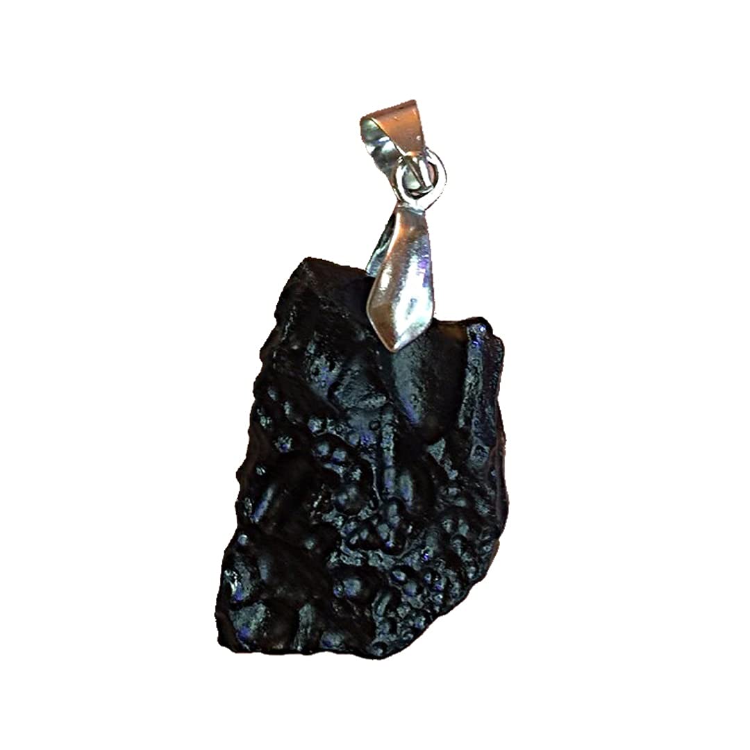 Hchl Women's 1Pcs Moldavite Stone, Real Raw Moldavite 1 Piece Natural Black Meteorites Pendant, Diy Jewelry Pendant Key Chain Moldavite Crystal Jewelry, Jewelry (Color : )